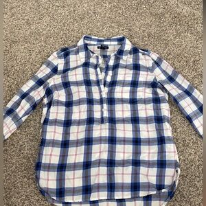 GAP Blue and White Plaid Women's Top